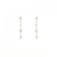 K18WG スリーストーン ダイヤモンド ピアス 0.30CT