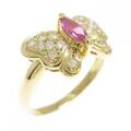 K18YG バタフライ ルビー リング 0.22CT