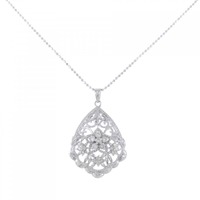 K18WG フラワー ダイヤモンド ネックレス 0.30CT