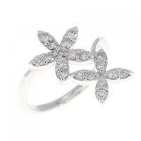 K18WG フラワー ダイヤモンド リング 0.32CT