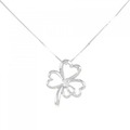 K10WG クローバー ダイヤモンド ネックレス 0.03CT