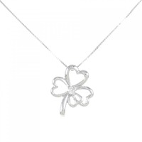 K10WG クローバー ダイヤモンド ネックレス 0.03CT
