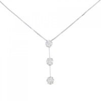 K14WG スリーストーン ダイヤモンド ネックレス 0.30CT