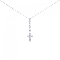 K18WG クロス ダイヤモンド ネックレス 0.25CT