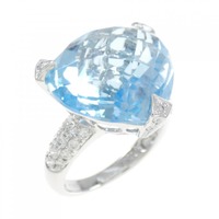 K18WG ハート ブルートパーズ リング 13.95CT