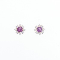 【新品】K10YG フラワー ガーネット ピアス