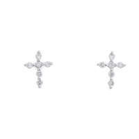 K18WG クロス ダイヤモンド ピアス 0.10CT