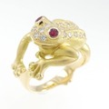 K18YG フロッグ ルビー リング 0.10CT