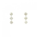 K14WG スリーストーン ダイヤモンド ピアス 0.50CT