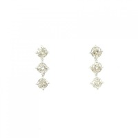 K14WG スリーストーン ダイヤモンド ピアス 0.50CT