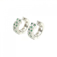 K18WG フープ エメラルド ピアス 0.26CT