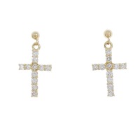 K18YG クロス ダイヤモンド ピアス 0.44CT