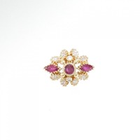 K18YG ルビー ブローチ