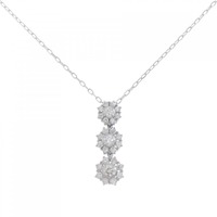 K18WG フラワー ダイヤモンド ネックレス 0.40CT