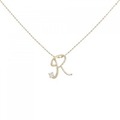 K18YG イニシャルR ダイヤモンド ネックレス 0.02CT