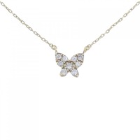 K18YG バタフライ ダイヤモンド ネックレス 0.1CT