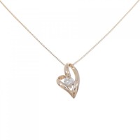 K18PG/750PG ハート ダイヤモンド ネックレス 0.10CT