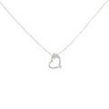 K14PG ハート×フラワー ダイヤモンド ネックレス 0.19CT