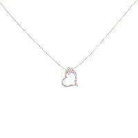 K14PG ハート×フラワー ダイヤモンド ネックレス 0.19CT