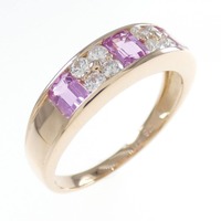 K18PG フラワー サファイヤ リング 0.88CT 拡散処理未検査