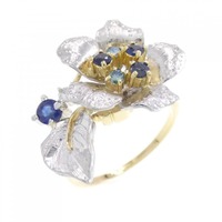 K18YG/K18WG フラワー サファイヤ リング