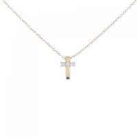 K18PG クロス スリーストーン ダイヤモンド ネックレス 0.04CT