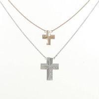 K18WG/K18PG クロス ダイヤモンド ネックレス 0.11CT