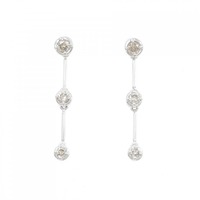 K18WG/K14WG スリーストーン ダイヤモンド ピアス 0.30CT