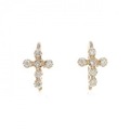 K18PG クロス ダイヤモンド ピアス 0.06CT