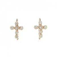 K18PG クロス ダイヤモンド ピアス 0.06CT