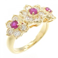 K18YG フラワー ルビー リング 0.37CT