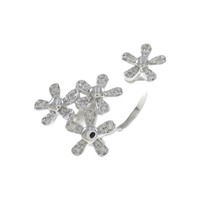 K18WG フラワー ダイヤモンド リング 0.10CT