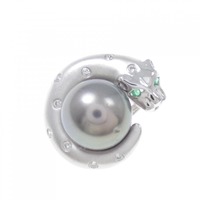 750WG ヒョウ 黒蝶パール ペンダント 10.3mm