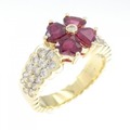 750YG/750WG フラワー ルビー リング 1.75CT