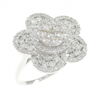 K18WG フラワー ダイヤモンド リング 1.10CT