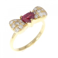 K18YG リボン × ハート ルビー リング 0.53CT