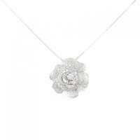 K18WG フラワー ダイヤモンド ネックレス 0.76CT