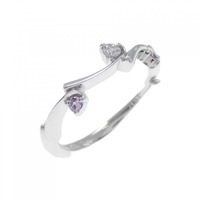 K18WG サファイヤ ピンキー リング 0.02CT 拡散処理未検査