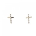 【新品】K10YG クロス ダイヤモンド ピアス 0.02CT