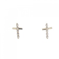【新品】K10YG クロス ダイヤモンド ピアス 0.02CT