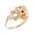K18PG ドッグ ダイヤモンド リング 0.10CT