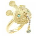 K18YG/PT フィッシュ アクアマリン リング 0.08CT