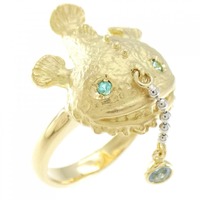 K18YG/PT フィッシュ アクアマリン リング 0.08CT