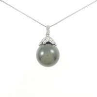 K18WG/K14WG 黒蝶パール ネックレス 13.0mm