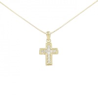 K18YG クロス ダイヤモンド ネックレス 0.14CT