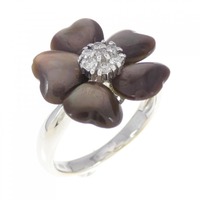 K18WG フラワー マザーオブパール リング