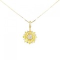 K18YG フラワー サファイヤ ネックレス 1.56CT 拡散処理未検査