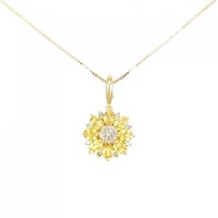 K18YG フラワー サファイヤ ネックレス 1.56CT 拡散処理未検査