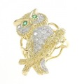 K18YG/K18WG フクロウ エメラルド リング 0.04CT