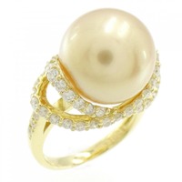 K18YG 白蝶パール リング 12.6mm